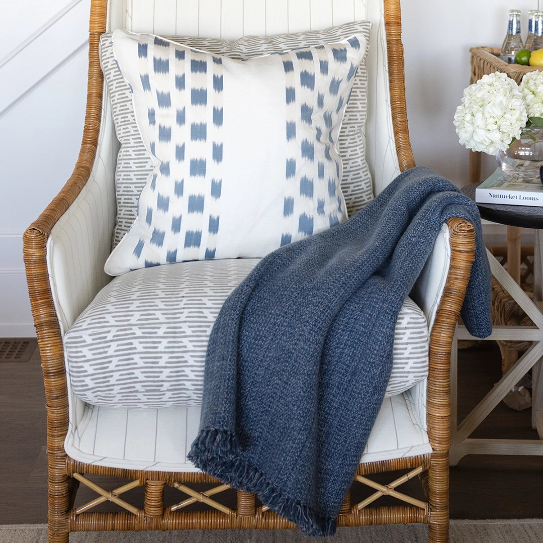 Deep Atlantic Blue Handwoven Cashmere Throw