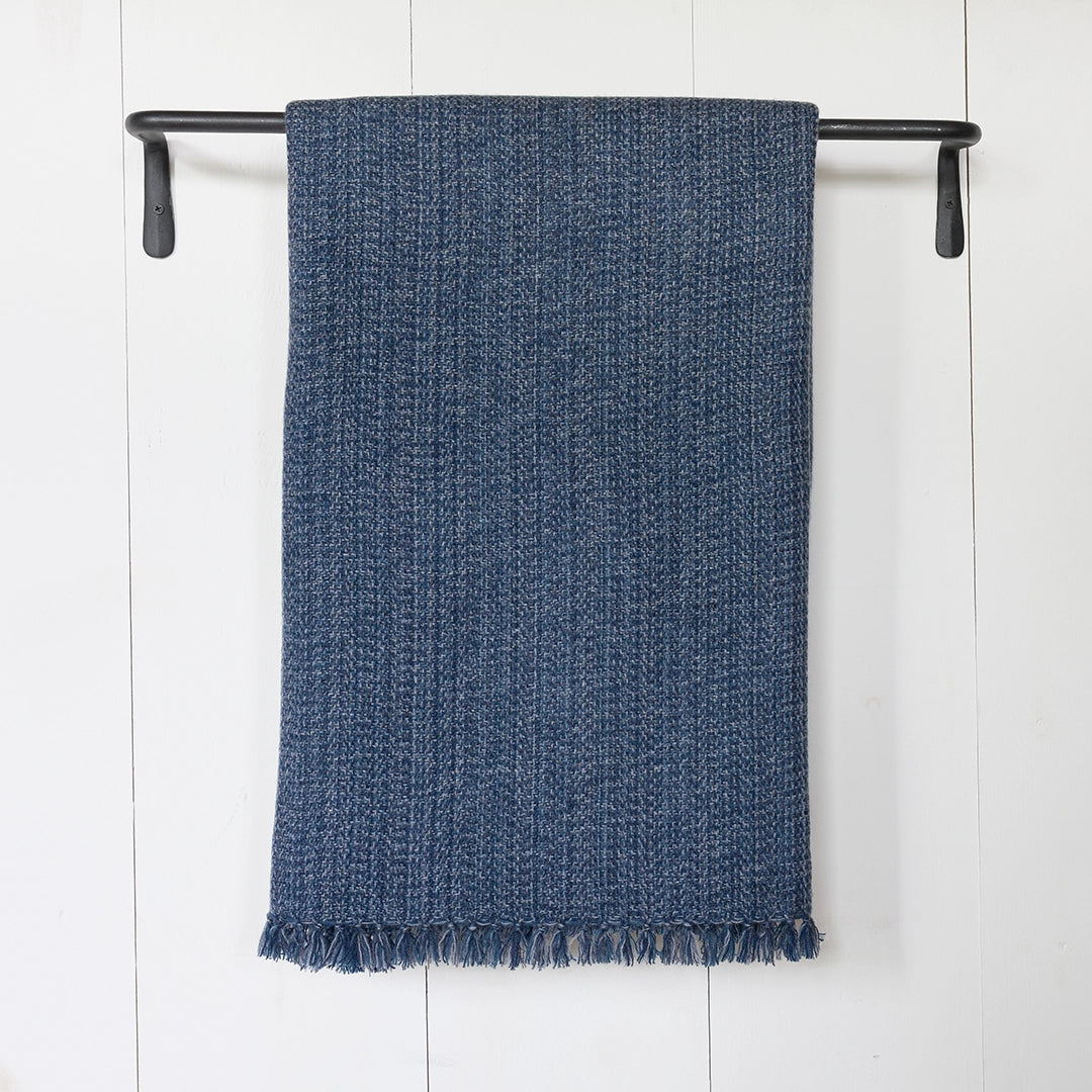 Deep Atlantic Blue Handwoven Cashmere Throw