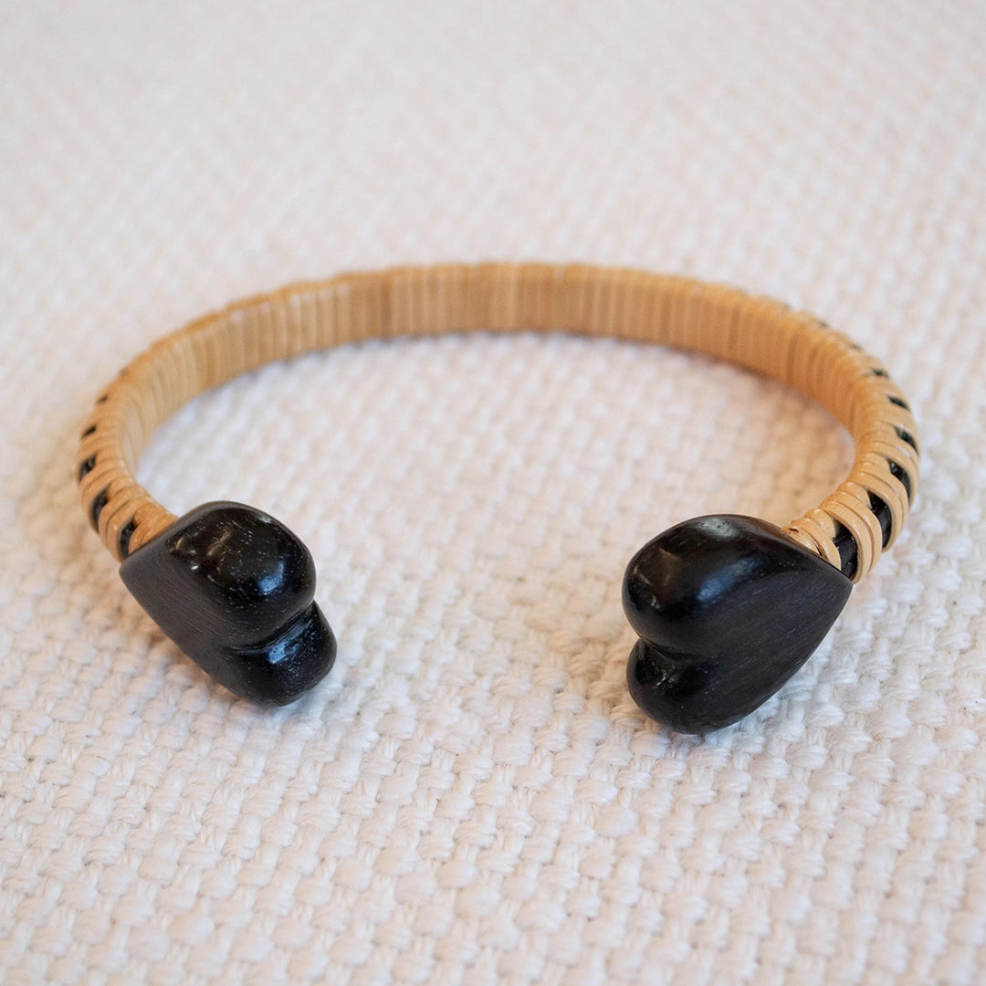 Ebony Cuff with Heart Ends | Janet Carreau