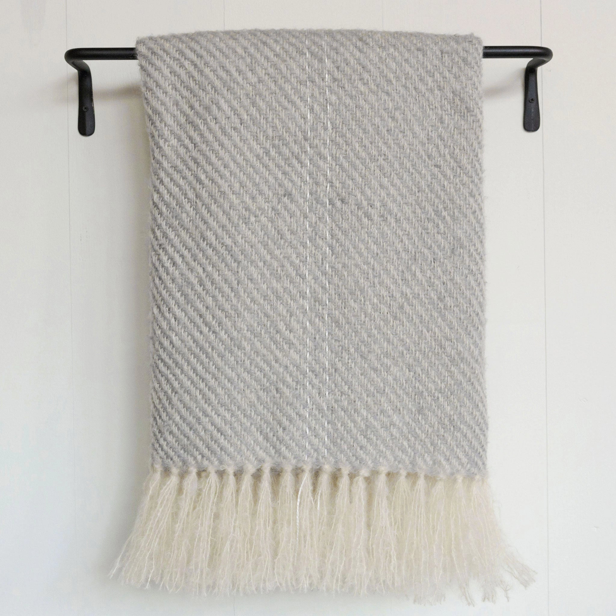 Fog Gray Handwoven Mohair Throw