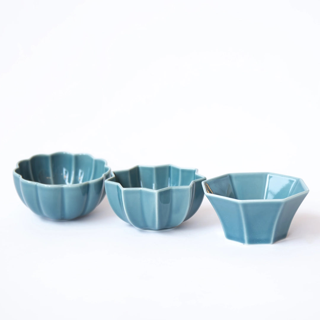 Geometric Turquoise Pinch Bowls