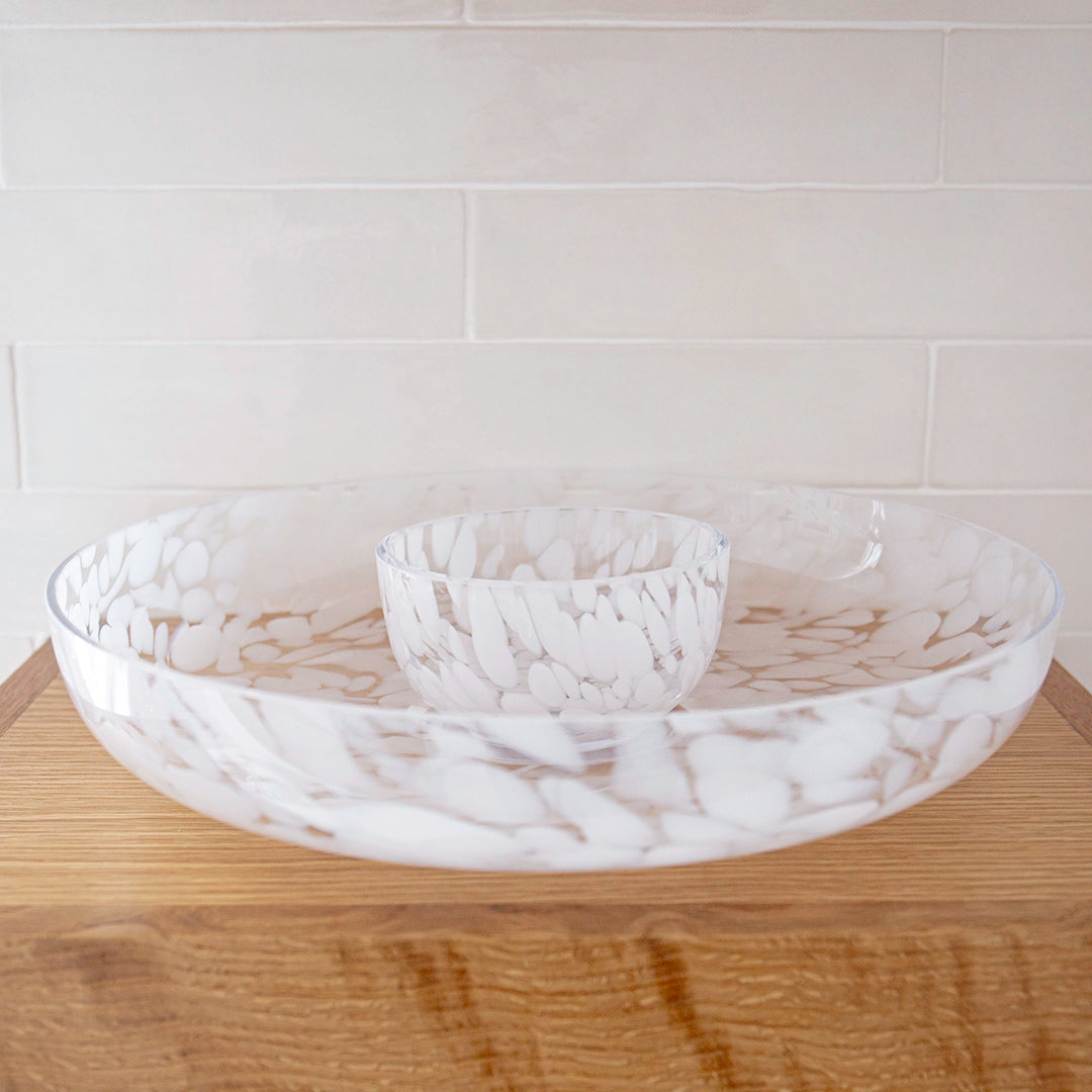 Handblown Glass Chip & Dip Serving Set