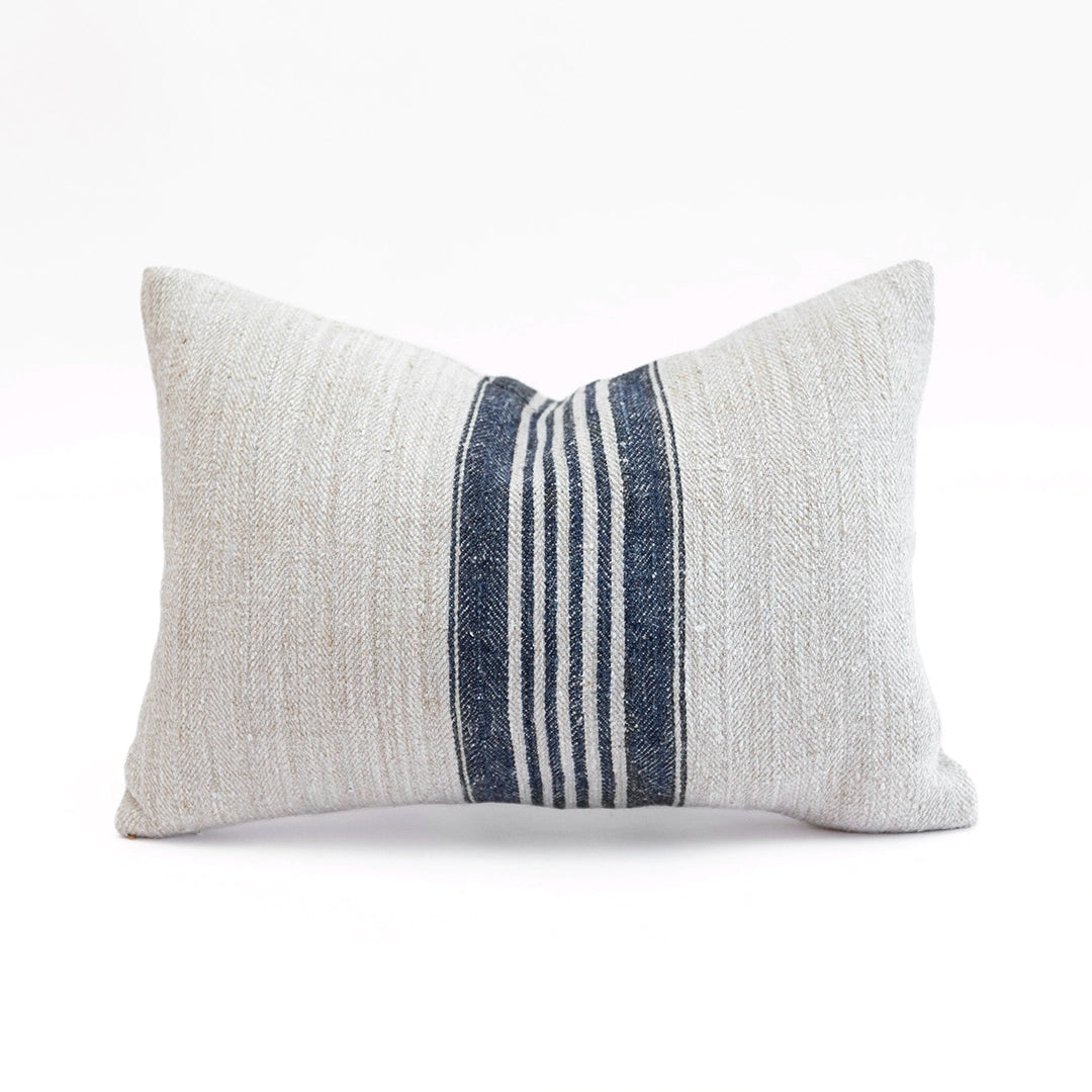 Vintage Indigo Grain Bag Lumbar Pillow