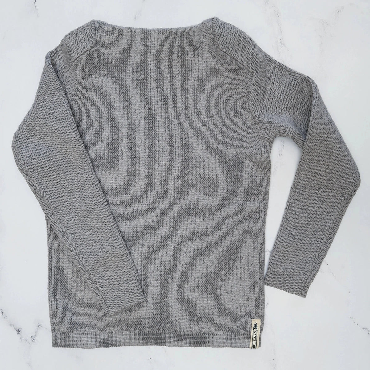 Grey boat neck sweater sales