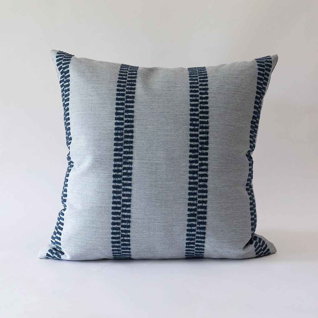 Gray and Navy Block Stripe Pillow