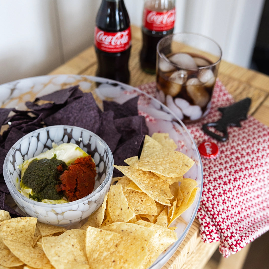 Handblown Glass Chip & Dip Serving Set
