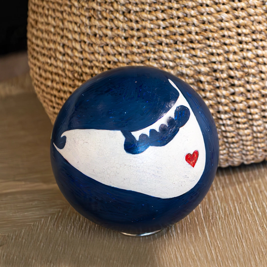Handpainted Blue Island Heart Decorative Sphere