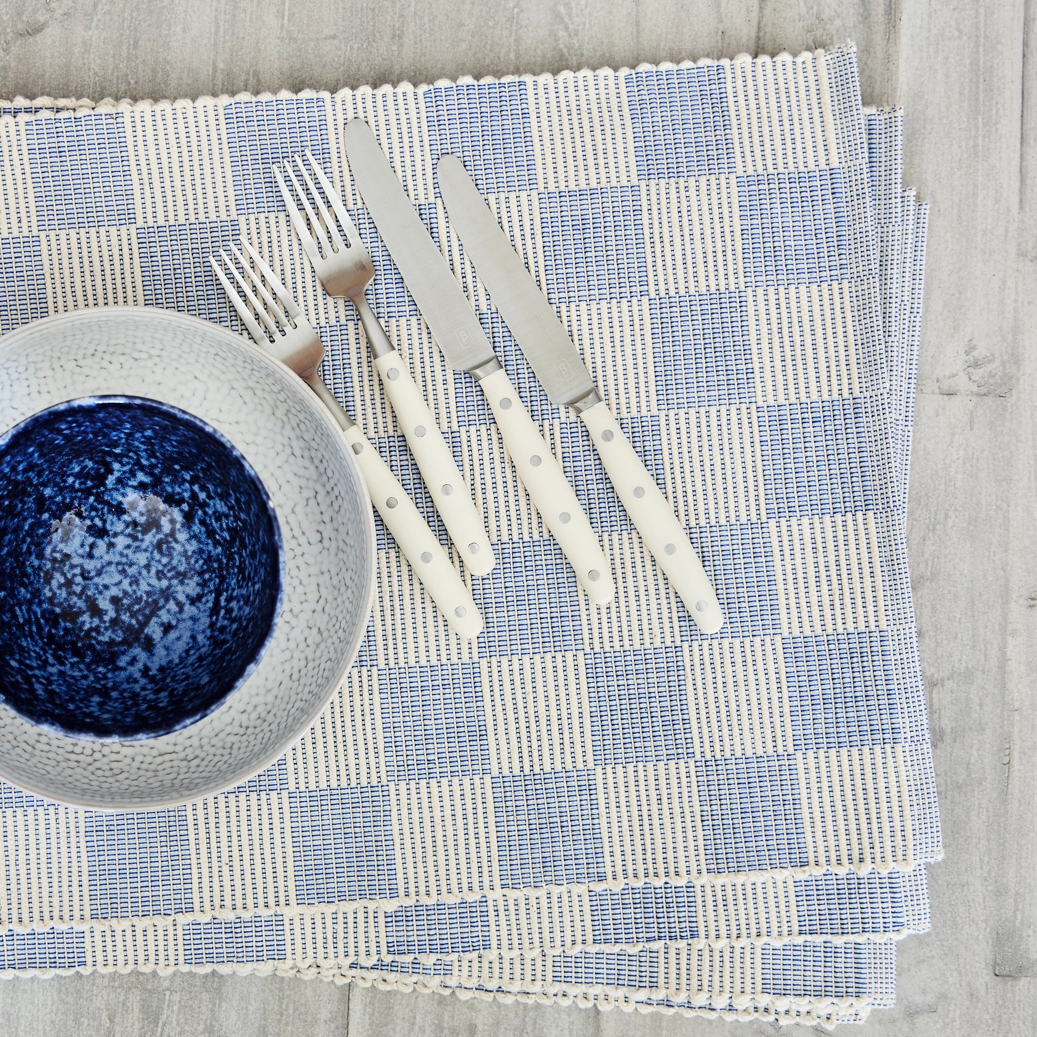 Light Blue Checkerboard Handwoven Placemat