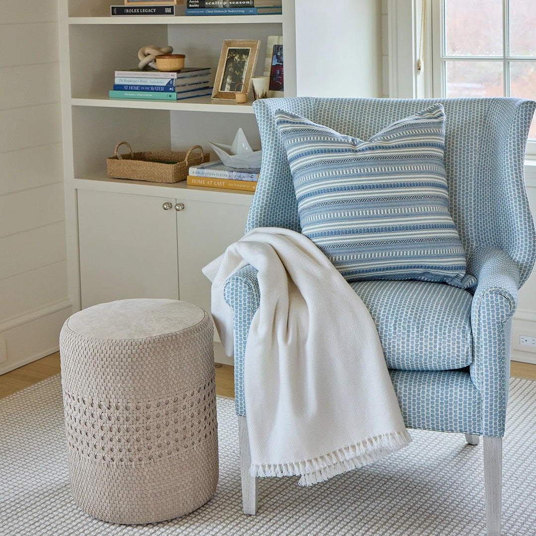 Handwoven Suede Stool