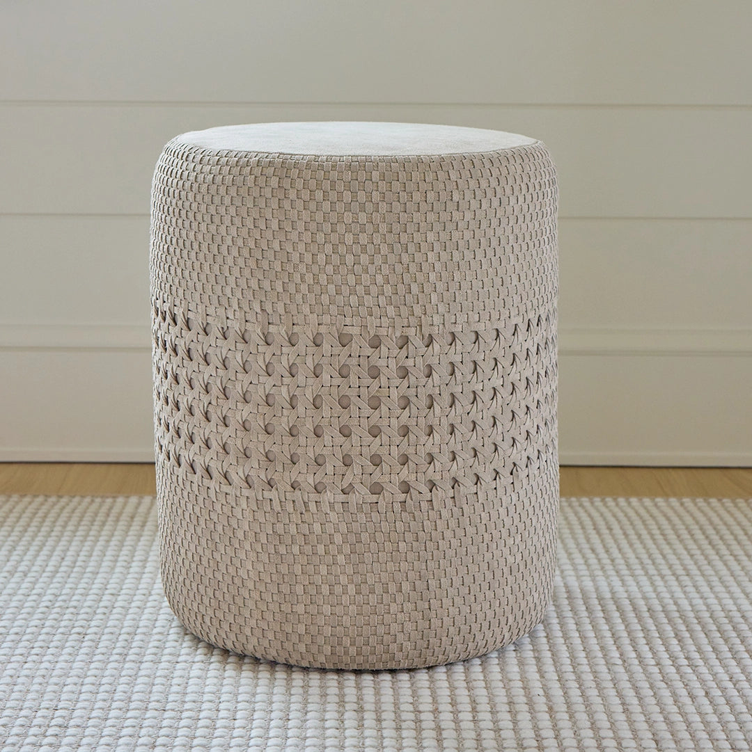 Handwoven Suede Stool