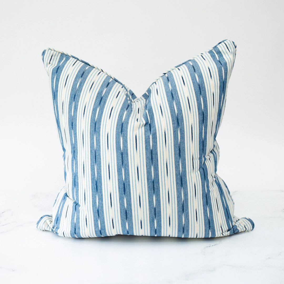 Indigo Feathered Stripe Pillow