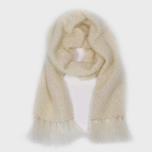 Ivory Handwoven Mohair Scarf Ivory Handwoven Mohair Scarf