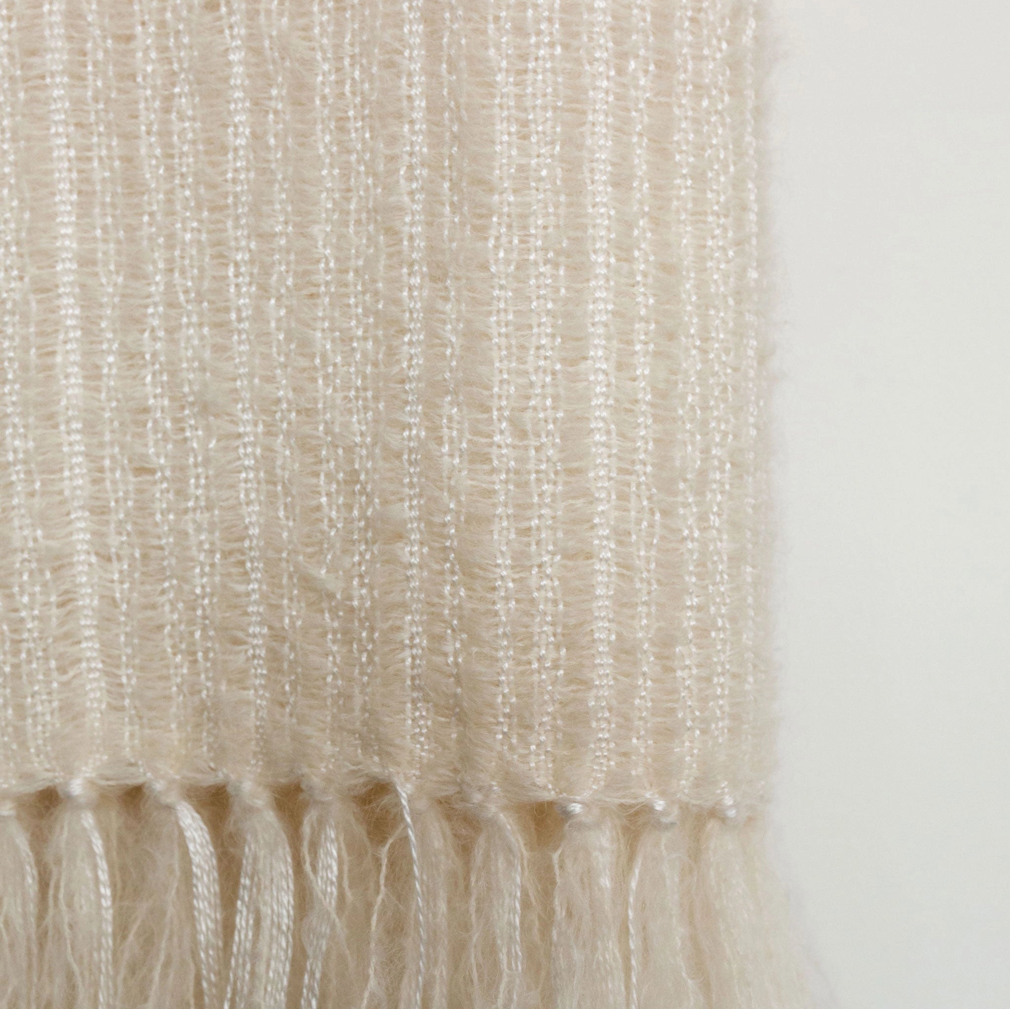 Ivory Handwoven Mohair & Silk Throw