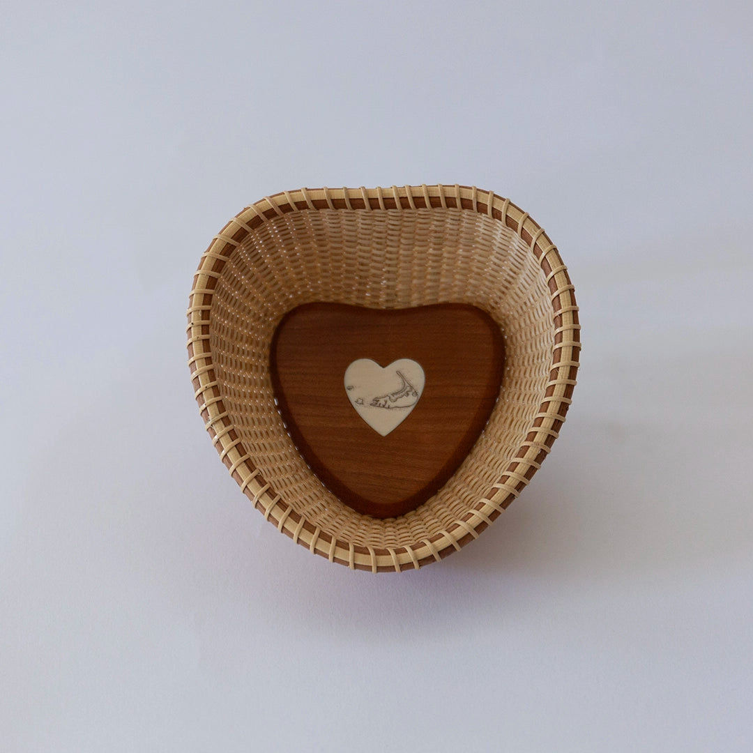 Ivory Heart Lightship Basket with Cherry Wood Base | Dale Rutherford
