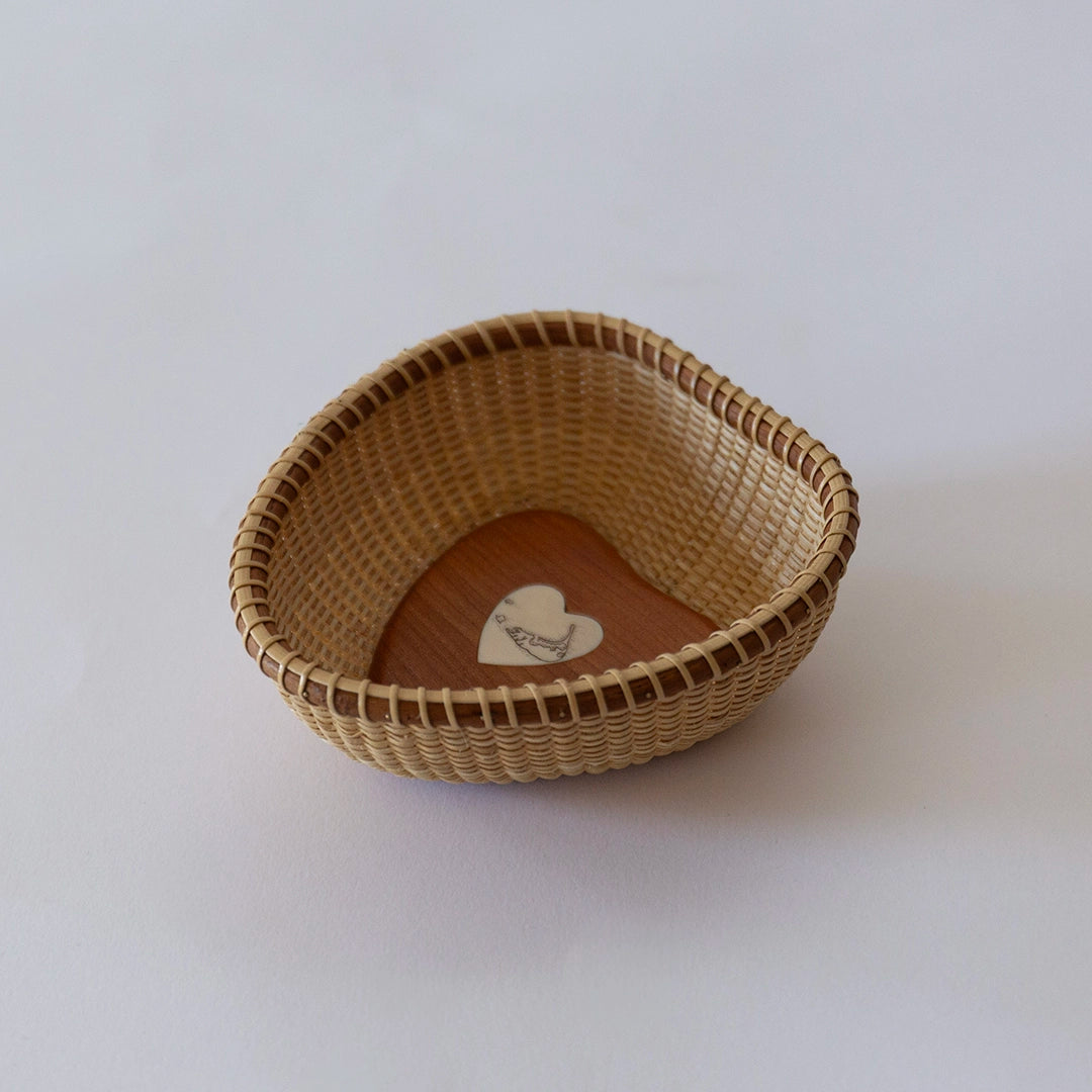 Ivory Heart Lightship Basket with Cherry Wood Base | Dale Rutherford