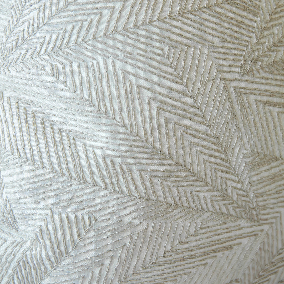 Embroidered Geometric Leaf Pattern Pillow