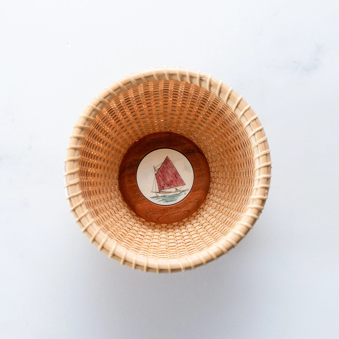 Rainbow Fleet Lightship Basket with Maroon Sail| Dale Rutherford