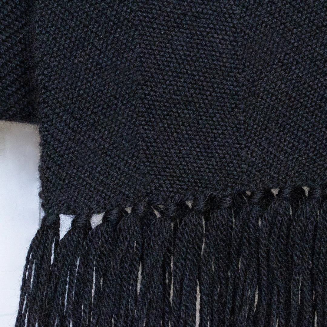 Midnight Black Handwoven Alpaca Scarf