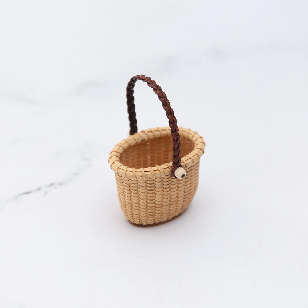 Mini Oval Lightship Basket with Leather Handle and Cherry Base | Dale Rutherford
