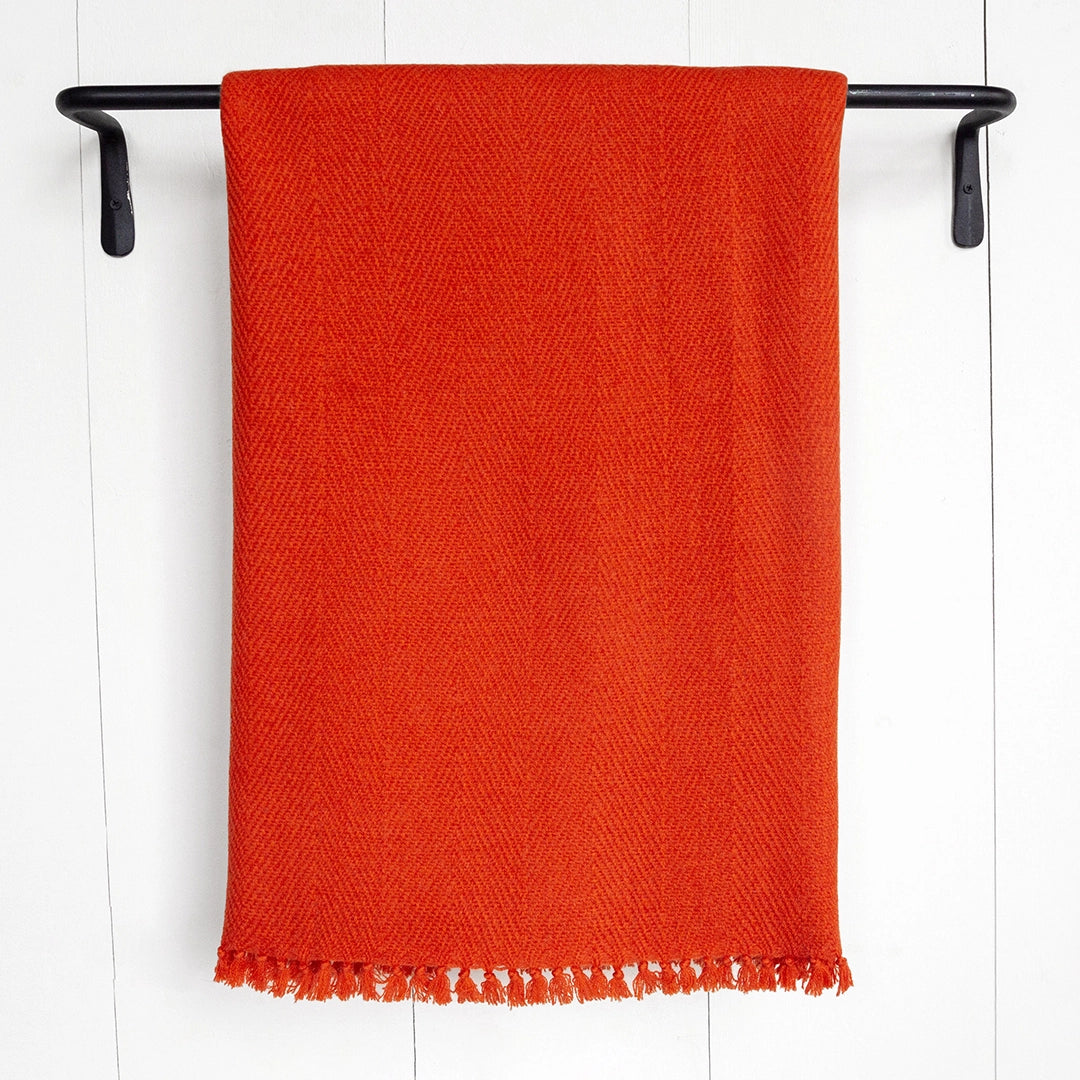 Nautical Orange Handwoven Cashmere Throw