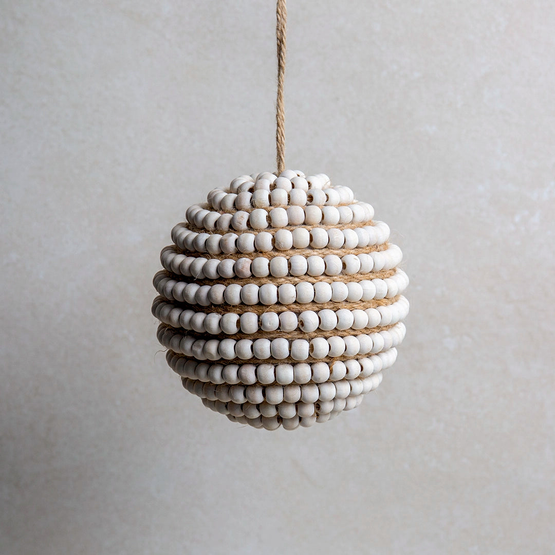 Large Jute & Wood Beaded Ornament