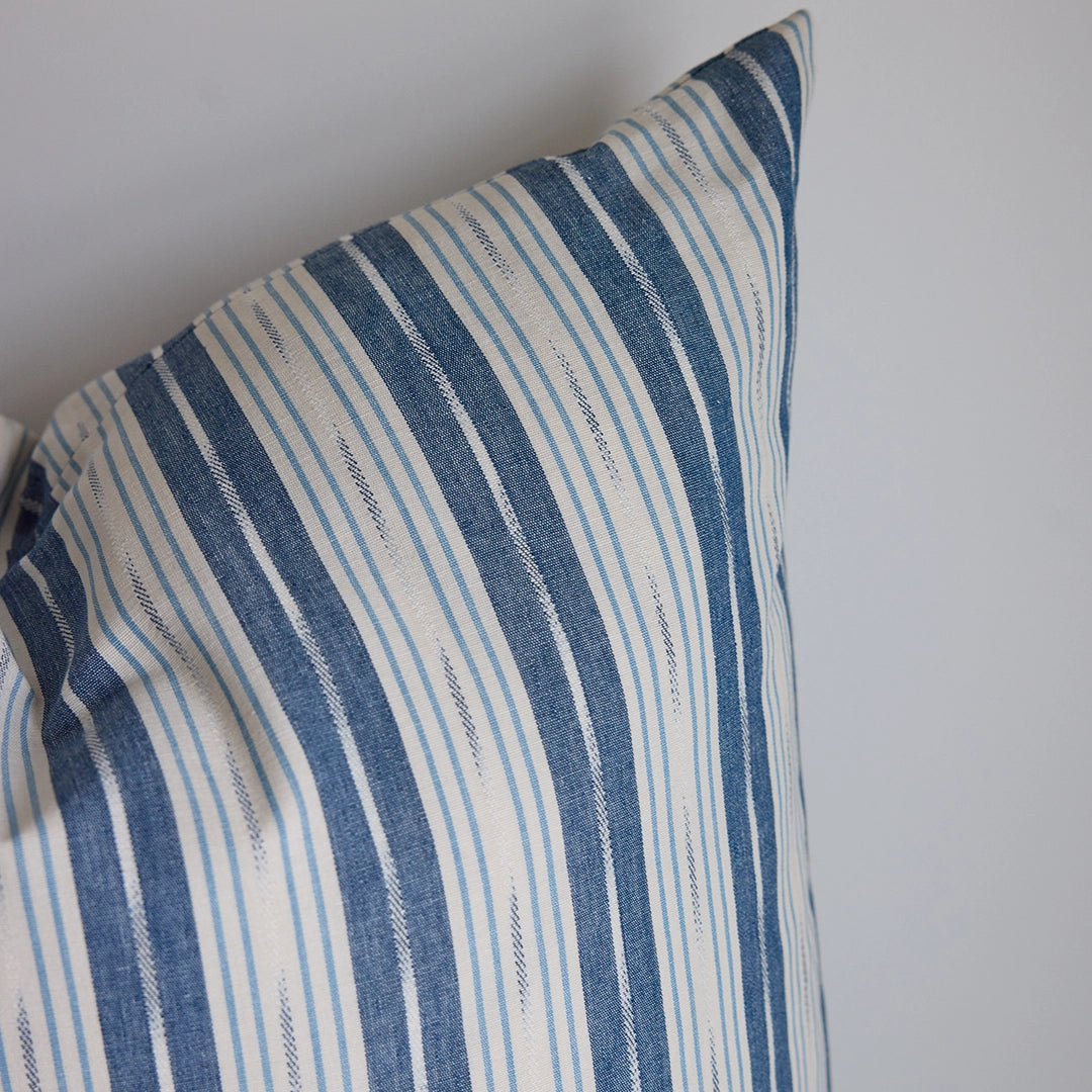 Indigo Feathered Stripe Pillow