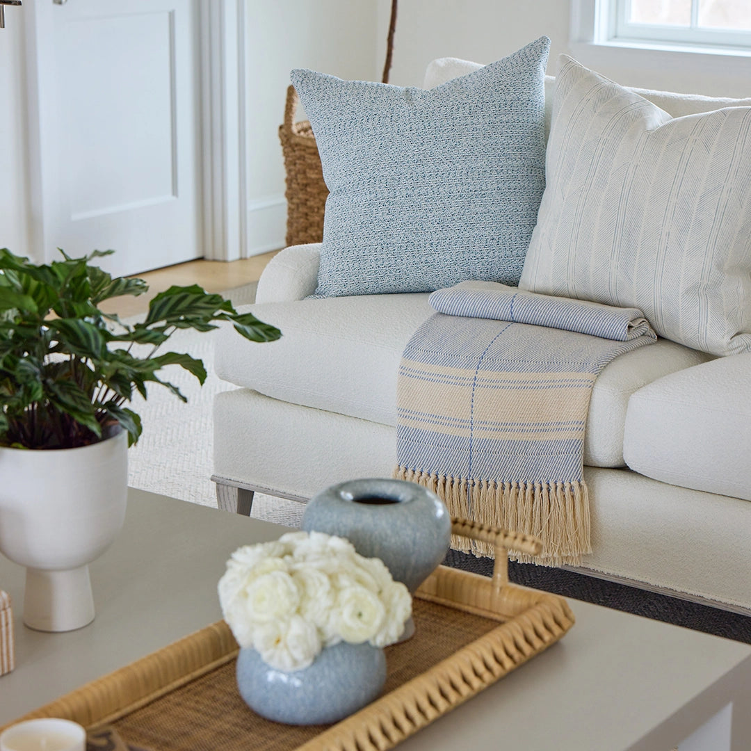Pale Blue Feather Pillow