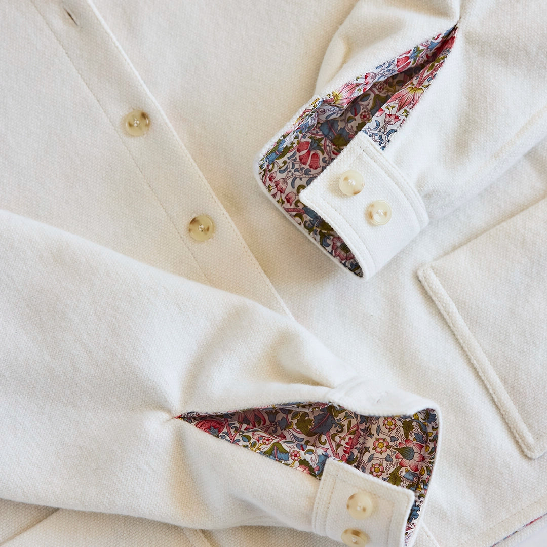Ready To Wear Cropped Mandarin Collar CPO | Ivory Tweed | XSmall