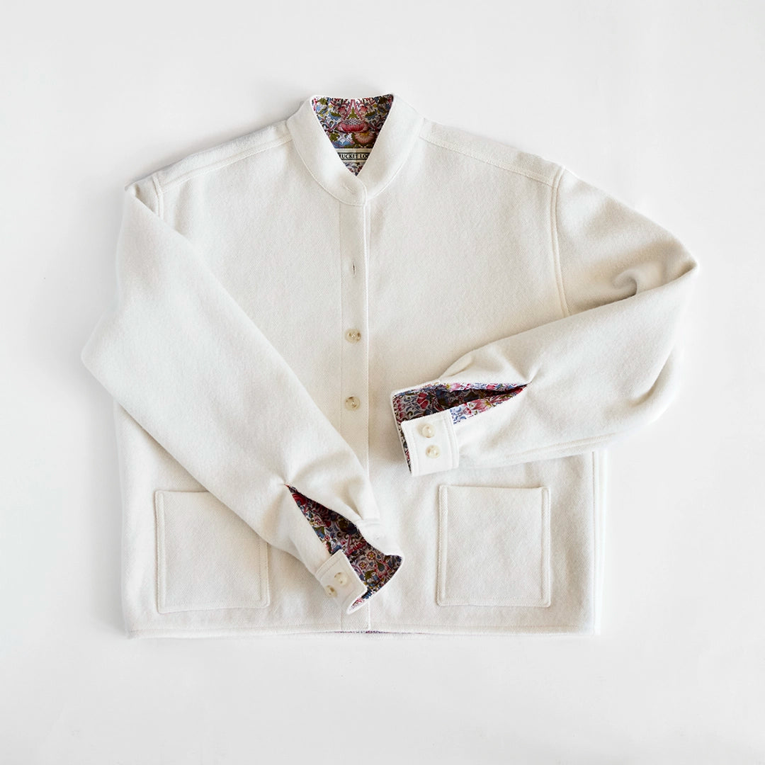 Ready To Wear Cropped Mandarin Collar CPO | Ivory Tweed | XSmall
