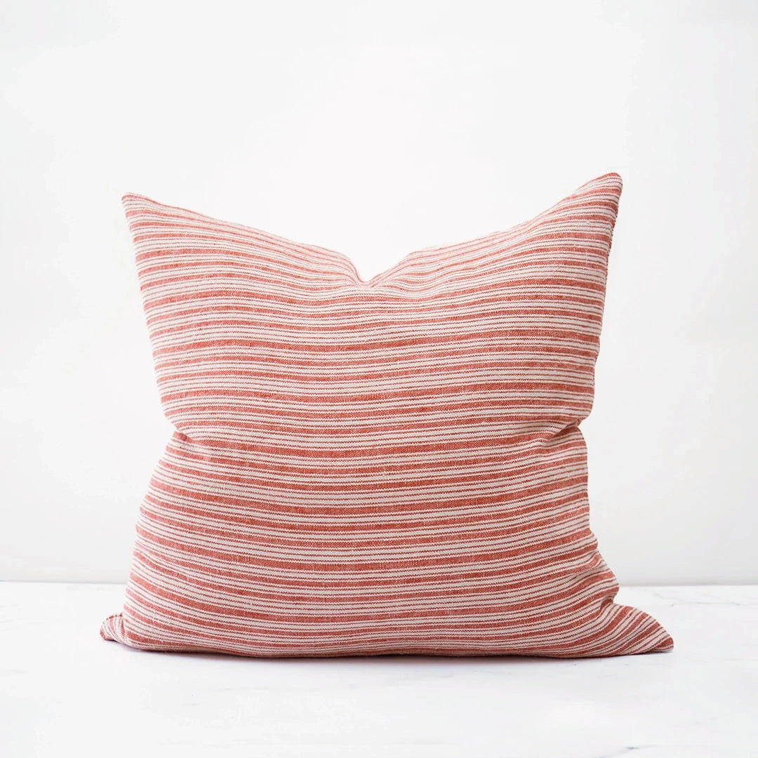 Red Linen Stripe Pillow