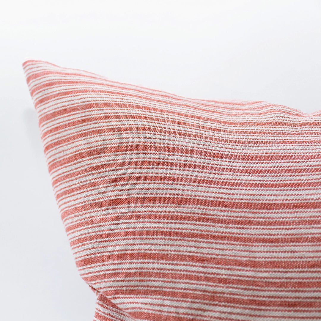 Red Linen Stripe Pillow