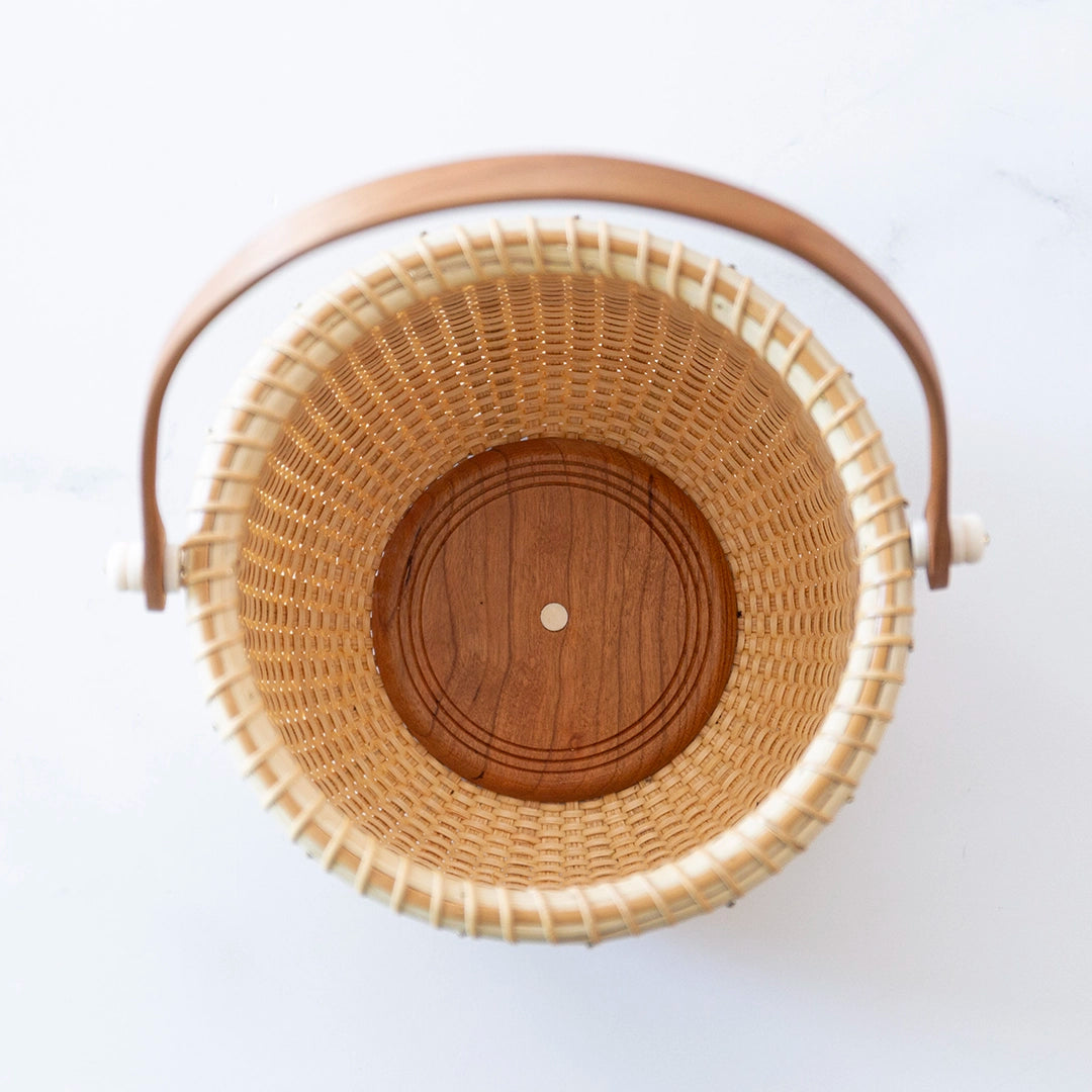 Round Lightship Basket with Cherry Wood Base and Handle | Dale Rutherford
