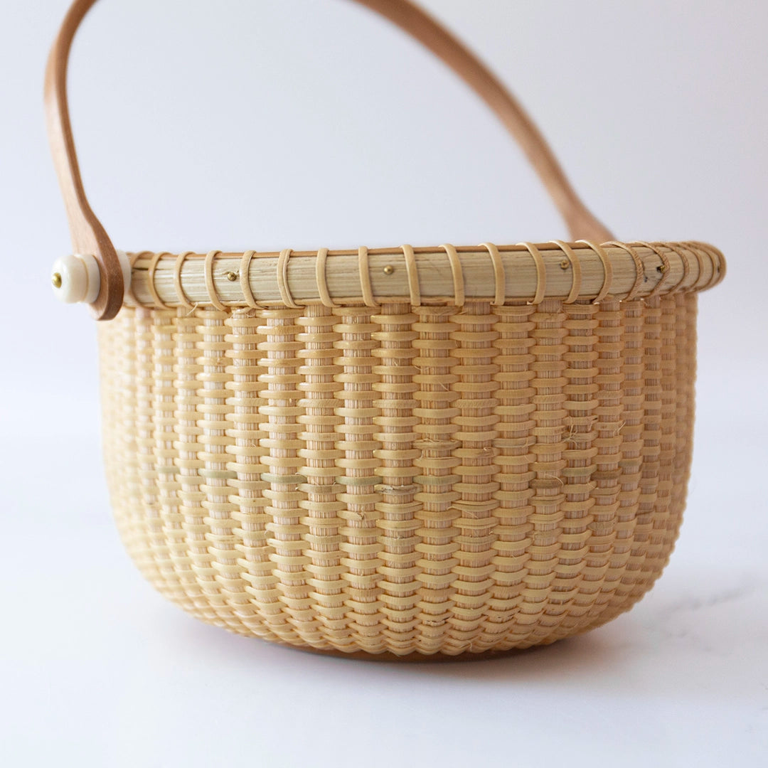 Round Lightship Basket with Cherry Wood Base and Handle | Dale Rutherford