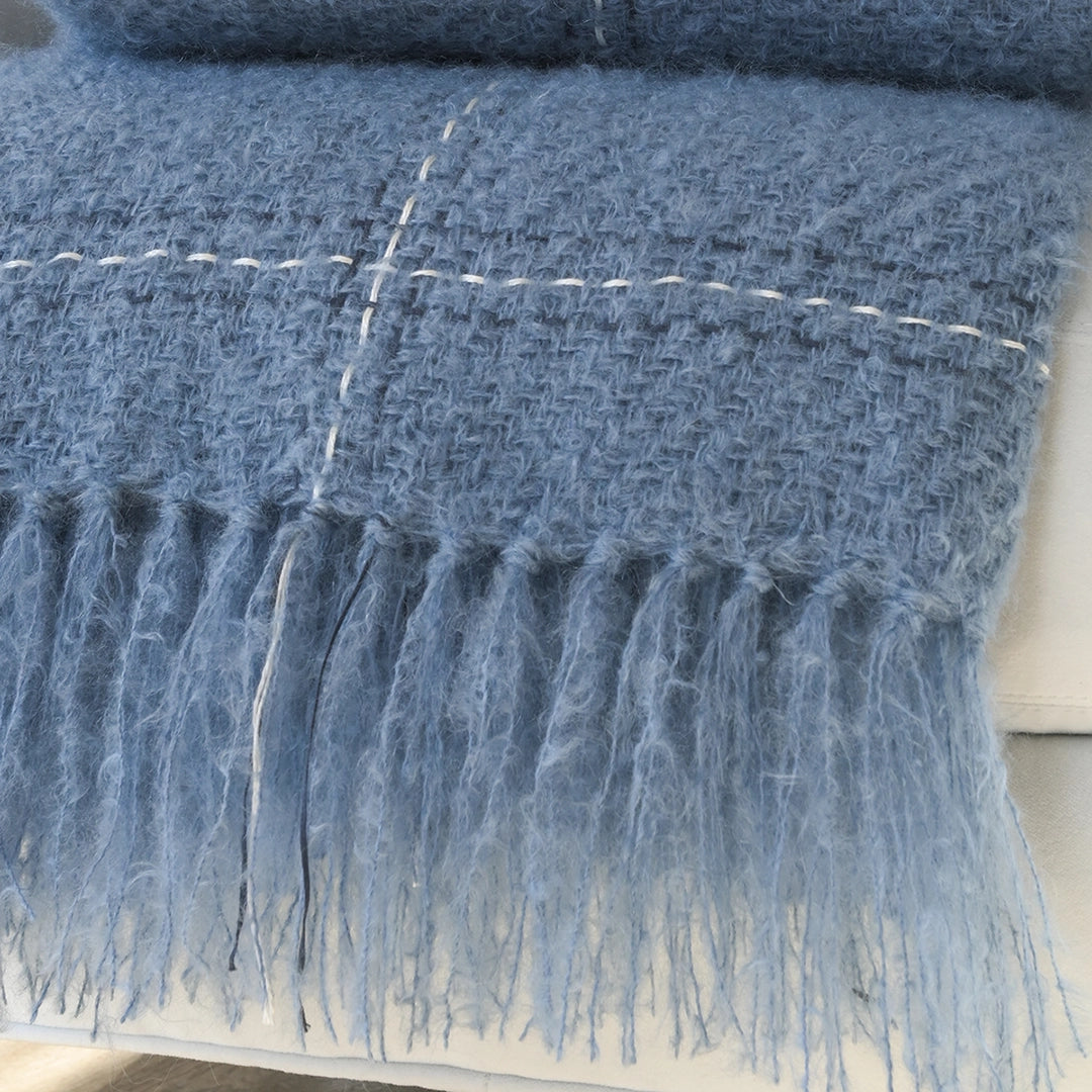 Shadow Blue Handwoven Mohair Throw