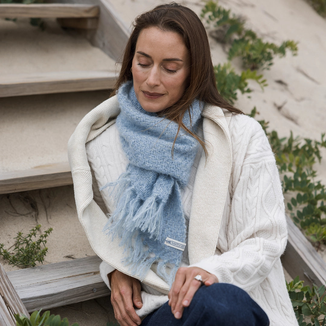 Sky Blue Handwoven Mohair Scarf