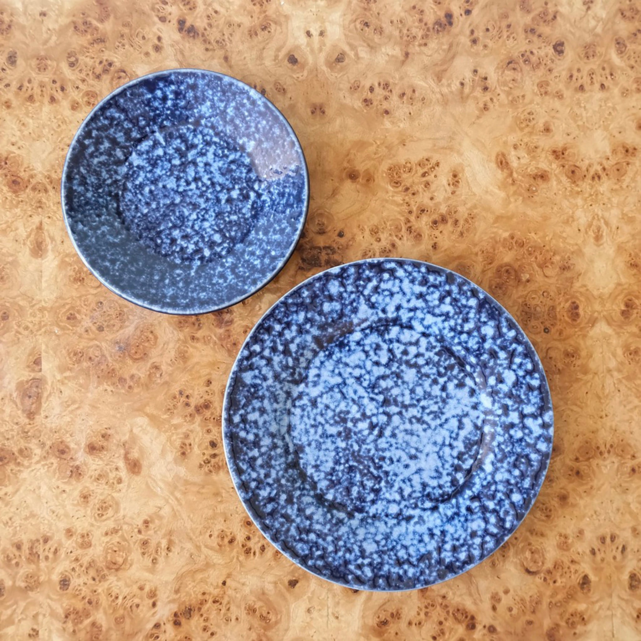 Indigo Speckled Bread Plate