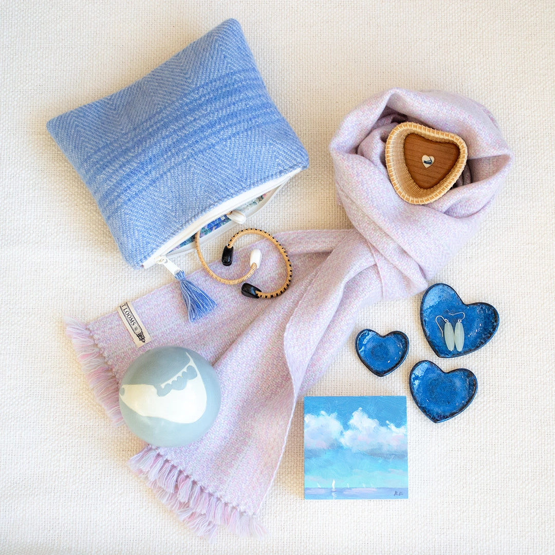 Nantucket Looms Cashmere Hydrangea Blue Fabric Clutch