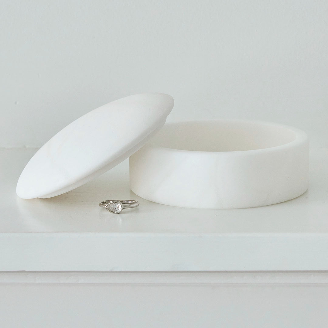 White Alabaster Keepsakes Box
