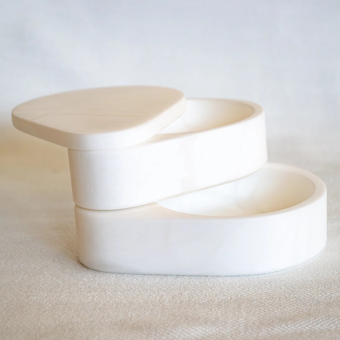 White Alabaster Swivel Teardrop Box