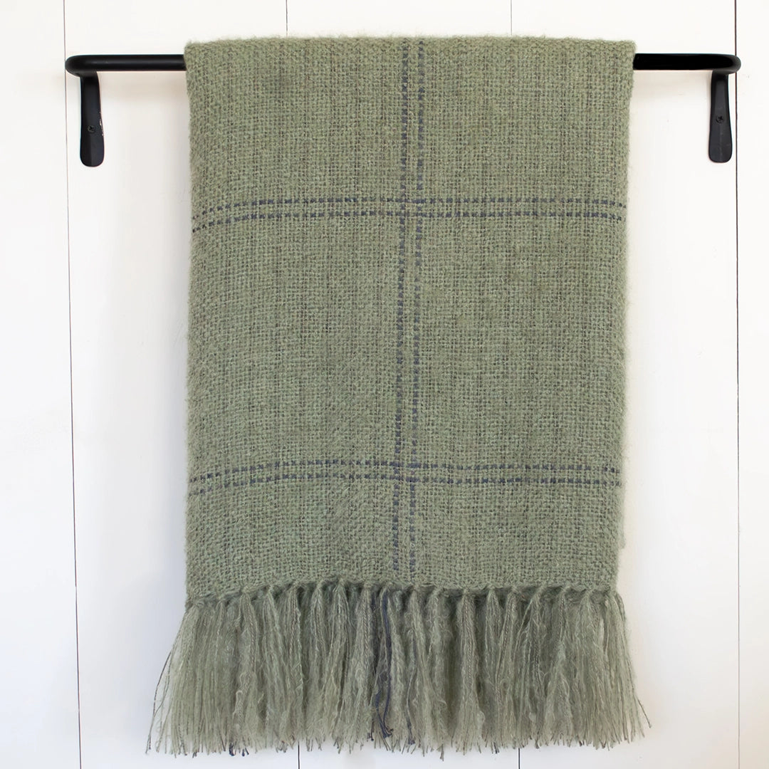 Windswept Solid Sage Mohair Throw