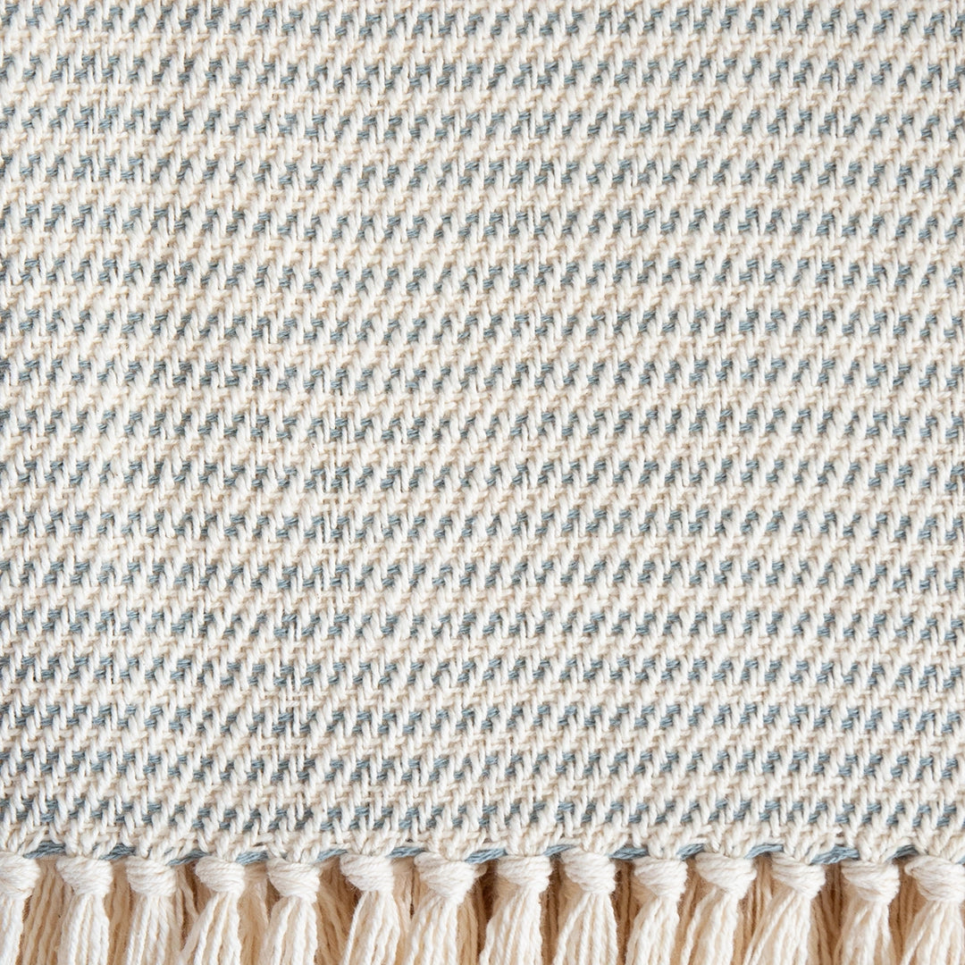 Pewter Blue Stripe Handwoven Cotton Throw