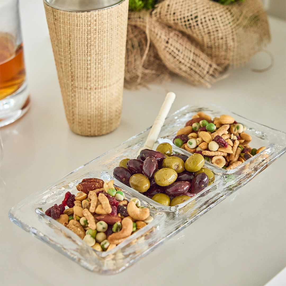 Clear Glass Sectioned Snack Tray