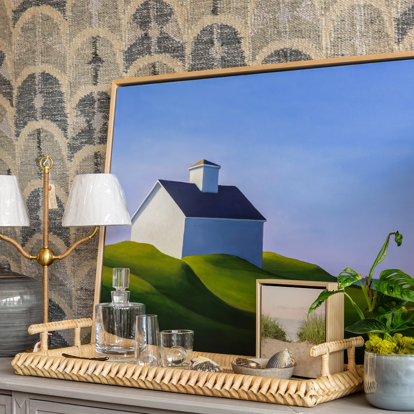 Natural Braided Rectangle Cane Tray