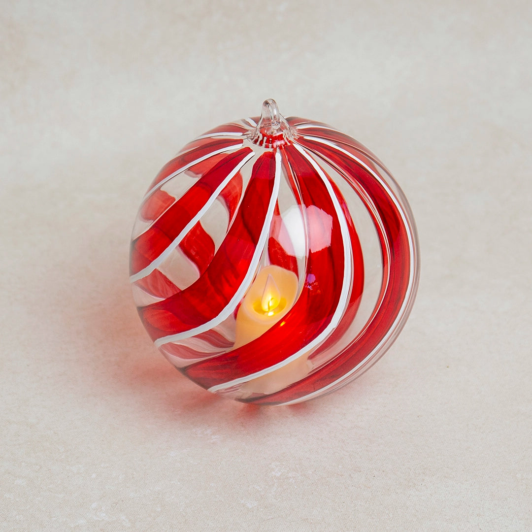 Large Red Swirl Glass Ornament