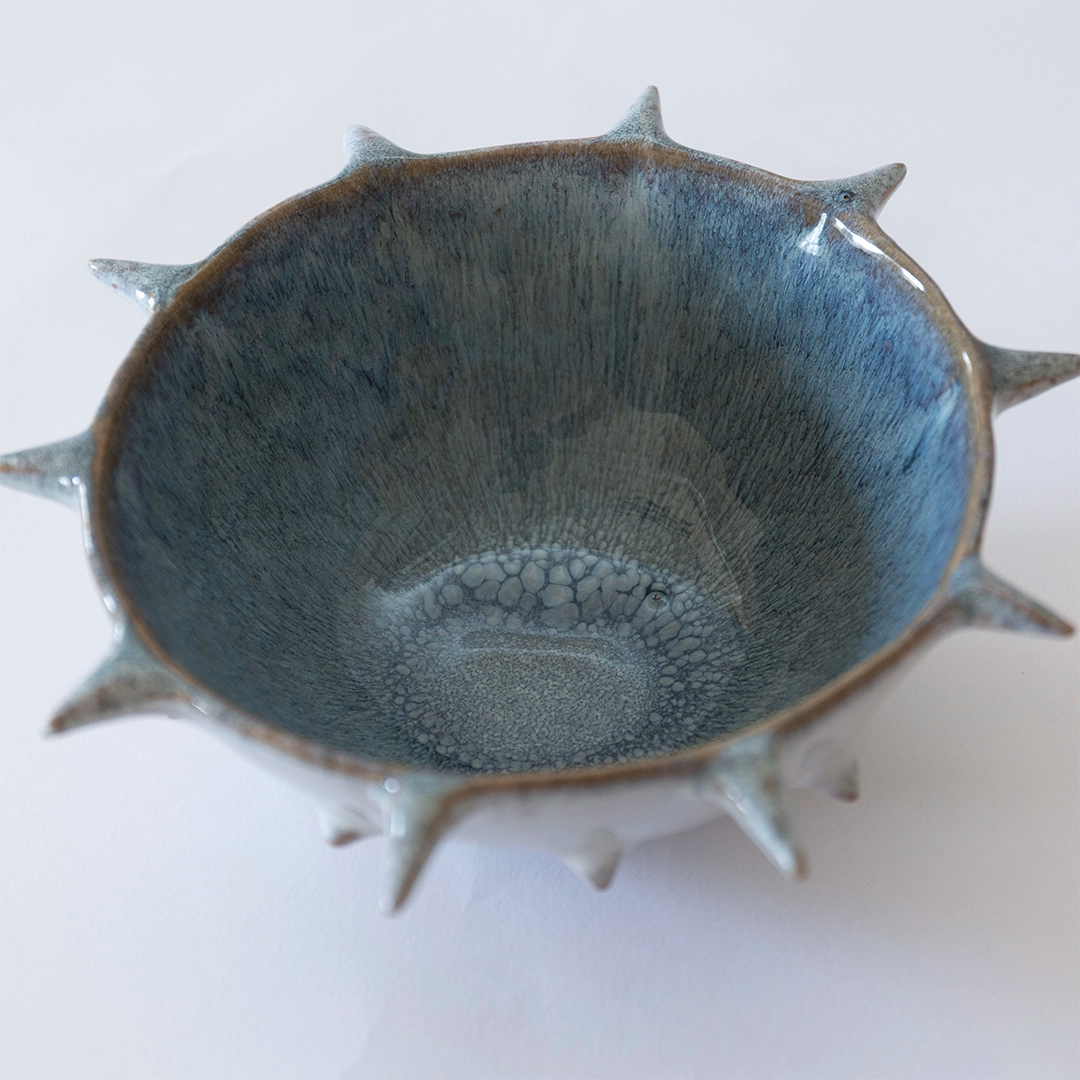 Blue and White Glaze Spiked Stoneware Bowl
