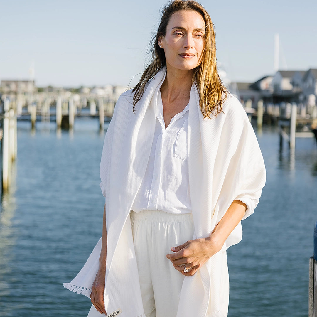 Bright White Handwoven Cashmere Wrap