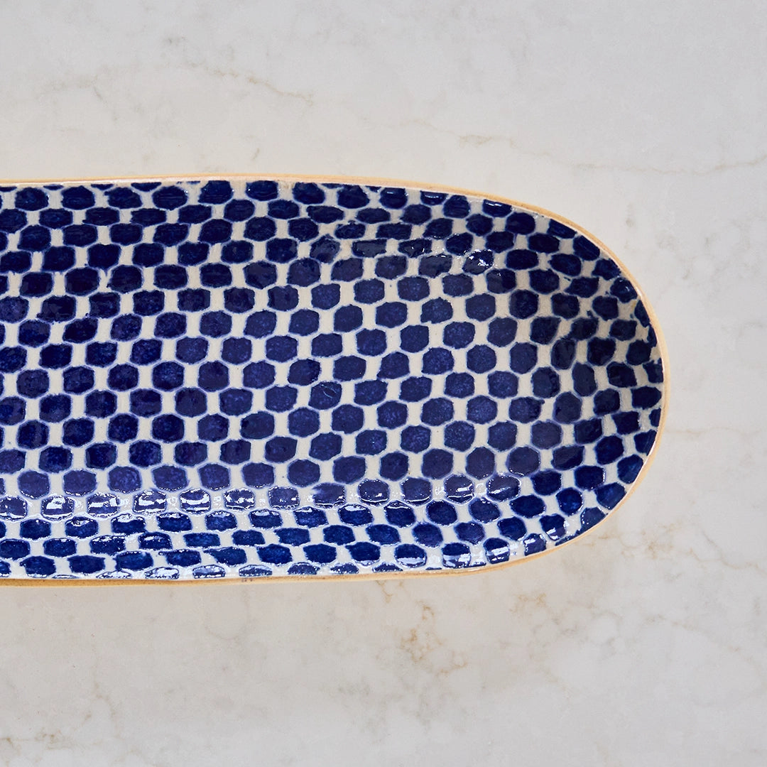 Dotted Cobalt Glaze Canape Platter