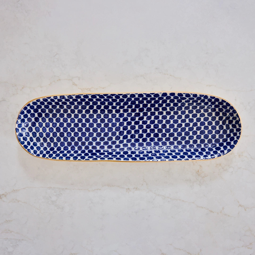 Dotted Cobalt Glaze Canape Platter