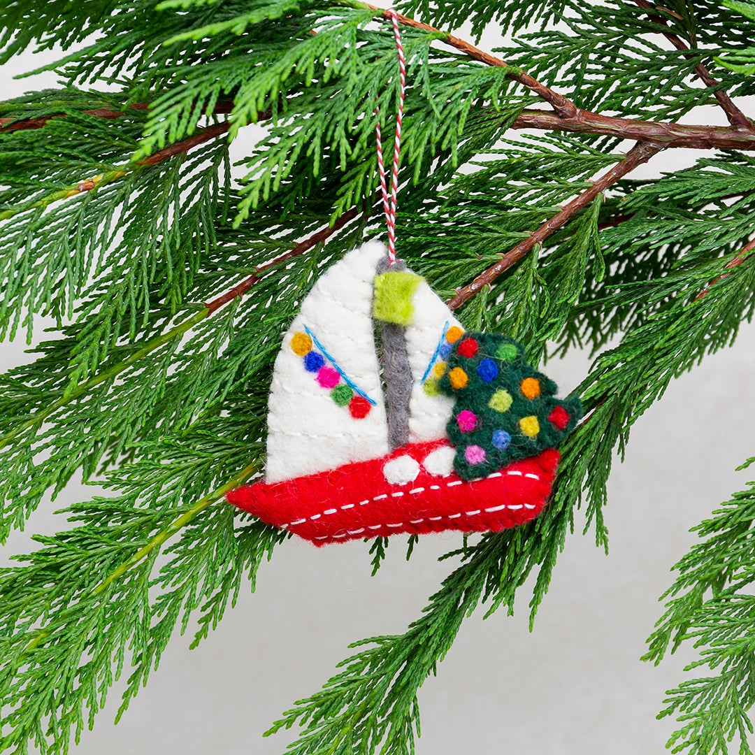 Felted Sailboat Ornament