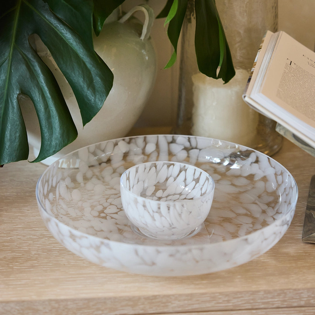 Handblown Glass Chip & Dip Serving Set